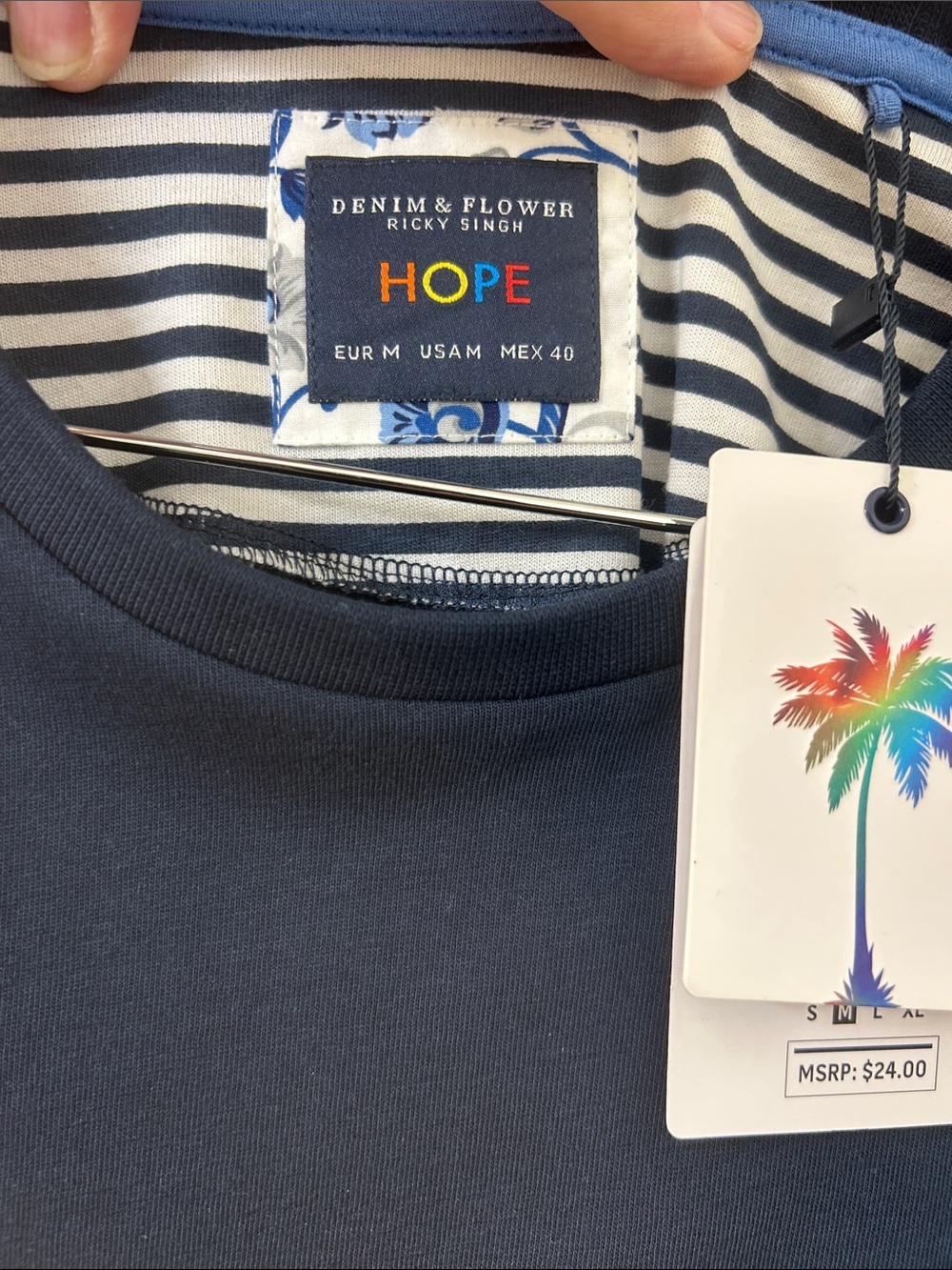 Denim & Flower Navy 'Love Wins' Rainbow Heart Short-Sleeve Tee - Picture 6 of 9